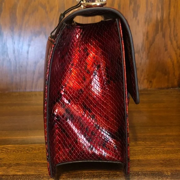 NWT-Brahmin-Mini Francine Satchel-Crimson Rosebay-Crossbody Strap-Dust Bag-$345 - Picture 7 of 16